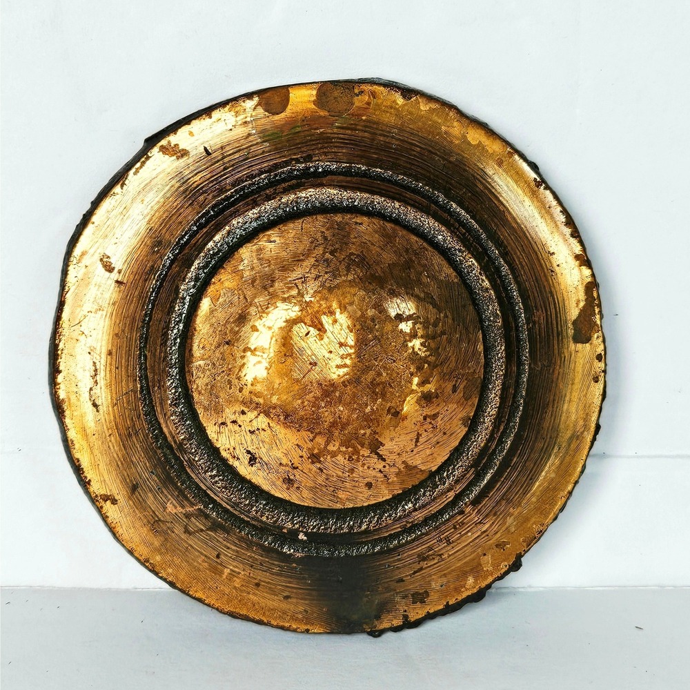 Vtg Cast Iron Round Domed Furniture Knob Pull Gold Bronze Tone Industrial DIY